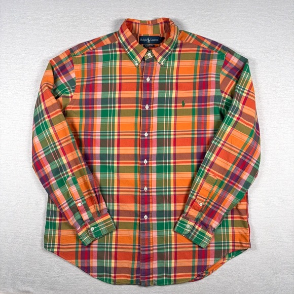 Ralph Lauren Other - Ralph Lauren Classic Fit Shirt Mens XL Orange Green Cotton Long Sleeve Button